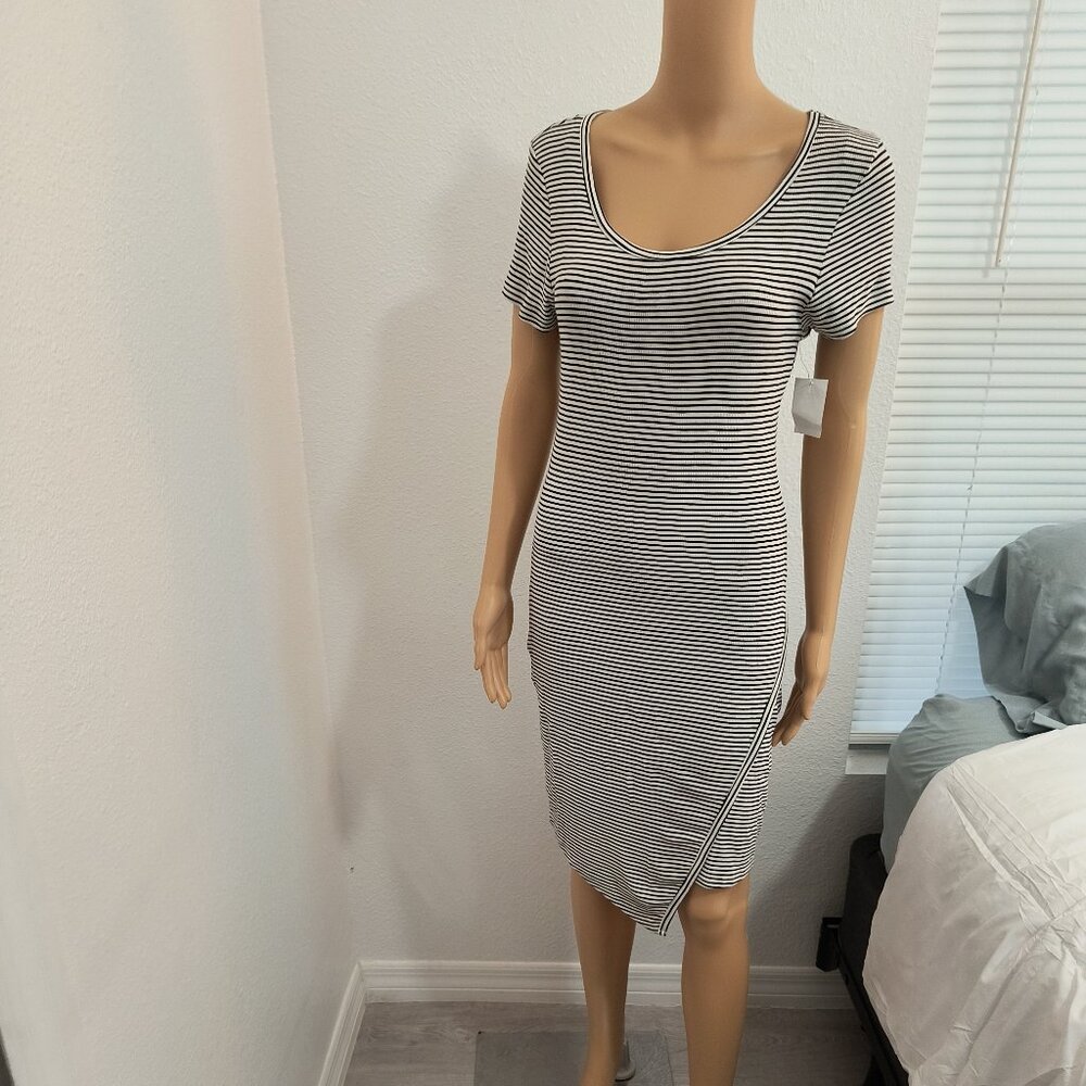 Striped Asymmetric Hem Dress